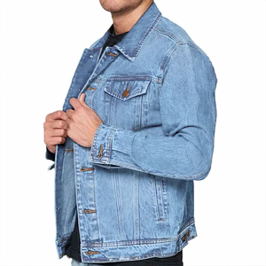 New Arrival Men's Vintage Jeans Denim Jacket Solid Color with Pockets Breathable <b>Washed</b> Finished for Autumn - Product Image 4