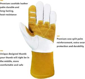 Gants de soudage résistants à la chaleur à longue manchette avec coutures solides et ajustement confortable conçus pour la métallurgie et la marque OEM en vrac - Product Image 3
