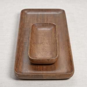 Handmade Wooden <b>Tray</b> Set in <b>Warm</b> Brown Color with Sleek Rectangular Shape and Timeless Design Perfect for Home Decor - Product Image 6