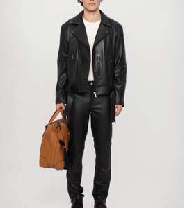 Chaqueta de cuero de bombardero de piel de oveja auténtica para hombre, chaqueta de piel de oveja para hombre - Product Image 2