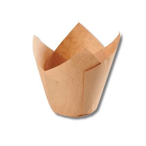 Papel desechable a prueba de grasa personalizable hecho en Italia, taza para hornear de tulipán Kraft, revestimientos para magdalenas, envoltorios de diferentes tamaños - Product Image 1