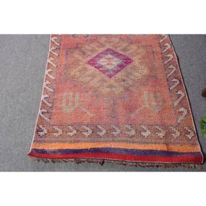 Vintage 3x10ft turc Kilim tapis gras Orange violet Patchwork Design laine matériel Latex support pour entrée couloir 3D - Product Image 4