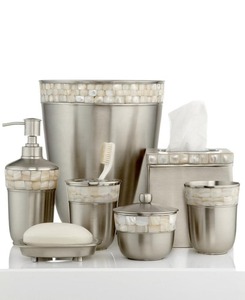 Matt Finished 7 pièces accessoires Tray Box Vase Dispenser Ensemble d'accessoires en nacre pour salle de bain ou salle de bain - Product Image 1