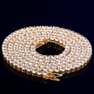 Cadena de Eslabones Miami Estilo Hip Hop Chapada en Plata de Ley 925 y Oro de 18K con Incrustaciones de Diamantes de Moissanita, Collar de Cadena de Tenis de Lujo - Product Image 5