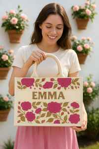 Fourre-tout perlé personnalisé, fourre-tout de mariage personnalisé, sac de perles florales, sac de mariage personnalisé, cadeau de demoiselle d'honneur, fourre-tout floral bleu, - Product Image 6