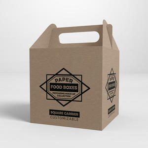 Boîte à gâteaux en papier kraft avec logo personnalisé imprimé en gros, emballage alimentaire, boîte en carton avec poignée, boîte à lunch pour hamburger imprimée - Product Image 1