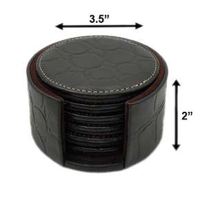 Sous-verres ronds en cuir véritable, résistants à la chaleur, durables, antidérapants, parfaits pour la maison et le bureau - Product Image 3