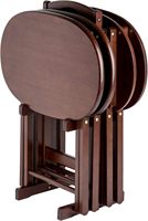 Ensemble de table à manger de luxe avec support - 26 tables pliantes, rangement compact, 4 tables incluses, bois massif, design moderne