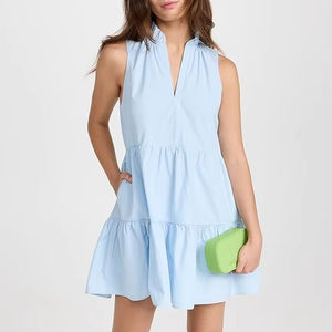 Robe longue élégante pour femme en coton et lin tissé, collection automne, 100% coton, couleur unie, manches courtes, taille naturelle, coupe irrégulière - Product Image 1