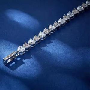 Estilo de moda de lujo blanco plateado 925 pulsera mujer 0,5 CT corte de pera Moissanite diamante tenis pulseras - Product Image 4