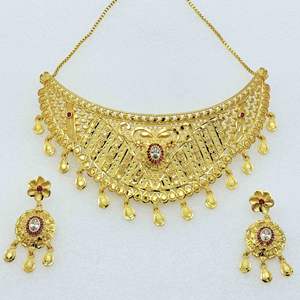 Wholesale 14K 18K 24K Micro <b>Gold</b> Ruby Stone <b>Choker</b> <b>Necklaces</b>, Fashion Jewelry, Traditional Design Micro <b>Gold</b> AD Stone <b>Choker</b> Set - Product Image 2