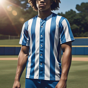OEM Uniforme de béisbol Jersey Top Rayas Transpirable Forro Estampado Jersey Camisas Uniforme de béisbol Rayas Jersey Hombres Mujeres - Product Image 5