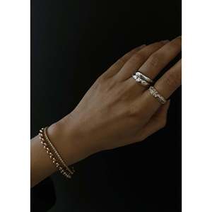 Petite Hera Adjustable <b>Silver</b> Sculptural <b>Ring</b> Stack Inlay Fashion <b>Rings</b> with <b>Emerald</b> Cut Diamond Rhodium Plating Gift - Product Image 2