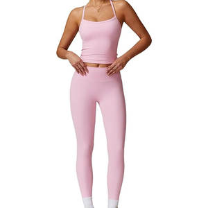 Ensemble de yoga pour femmes de qualité supérieure, taille plus, matière extensible douce, deux pièces, séchage rapide, respirant, pour l'entraînement, la salle de sport, le yoga, la course à pied - Product Image 1