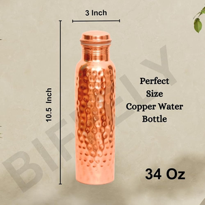 Premium Copper Water Bottle Ayurvedic for Flask <b>Lid</b> Handmade Hammered Design 500ml Eco-Friendly Office Cup Thermal - Product Image 5