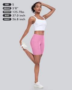 Women Biker Yoga Shorts with Pockets: High Waisted <b>Tummy</b> <b>Control</b> Spandex Workout Athletic Gym - Product Image 6