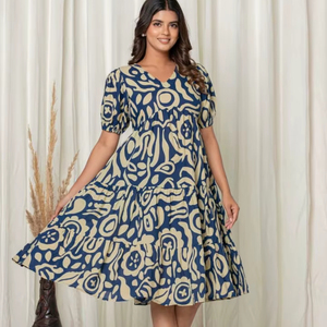 ชุดเดรสมิดิเอไลน์ผ้าฝ้าย100% พิมพ์ลายดอกไม้สไตล์ปาร์ตี้ลำลองระบายอากาศได้ดีสามารถซักได้พร้อมรอบเอวธรรมชาติสำหรับฤดูใบไม้ผลิฤดูร้อน - Product Image 1