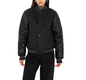 Veste universitaire en laine noire longue pour femme, tricotée, respirante, brodée, à boutons, de haute qualité, pour l'hiver, vente en gros - Product Image 1