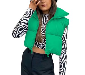 Logo personnalisé OEM bulle fermeture éclair sans manches gilet court veste personnalisée Winer Puffer doudoune femmes - Product Image 6