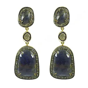 Pendientes de Plata 925 con Zafiro Plateado Vintage de Art Palace, Joyería de Moda para Mujer, Engaste de Bisel, Forma de Cascada, para Fiesta - Product Image 2