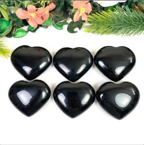 Corazón de obsidiana negra, venta al por mayor, piedra preciosa de cristal natural, curación, obsidiana negra, corazón hinchado para decoración y regalo - Product Image 6