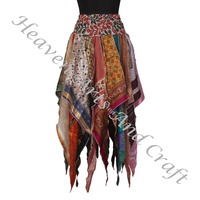 Jupe de danse tribale urbaine DS036 assortie, mouchoir de bohème, jupe tribale durable, écharpe Hippie Flowly