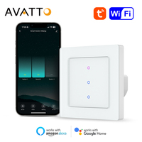 AVATTO-Panel de vidrio estándar europeo de alta calidad, interruptor de cortina y luz inteligente de 1-3 bandas, compatible con Alexa y Google Home