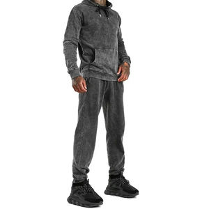 Ensemble de Survêtement Respirant Écologique pour Hommes, Lavage à l'Acide, Pantalon de Survêtement Coupe-Vent Vintage de Haute Qualité, Logo d'Entraînement - Product Image 3