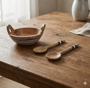 Juego de cuencos para servir de madera de acacia para ensaladas, aperitivos, frutas, exhibición o mesa de comedor, gran oferta" - Product Image 1