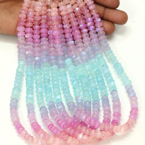 Natural Flashy Rainbow <b>Moonstone</b> Smooth Rondelle Beads, 6-9 mm Multi Color Rainbow <b>Moonstone</b> Smooth rondelle Bead, AAA Quality - Product Image 2