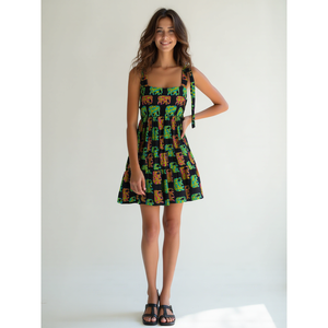 Pure Cotton Floral Tiered Mini <b>Dress</b> XS Size <b>Elastic</b> Waist Breathable and Casual for Daily or Party Use Trendy <b>Dress</b> for Women - Product Image 6