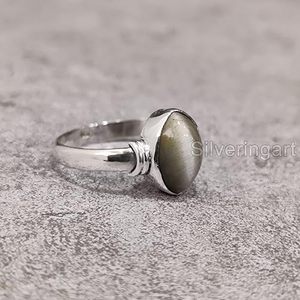 Anillo de Plata de Ley 925 con Piedra Lunar Gris Natural para Hombre, Novedad, Regalo de Aniversario de Nacimiento en Junio - Product Image 3