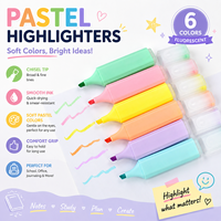 Stylo surligneur fluorescent, lot de 6 couleurs, vente en gros, pointe biseautée, surligneur pour étudiants, papeterie de bureau