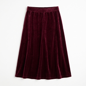 <b>Green</b> <b>Velvet</b> Midi <b>Skirt</b> High Waist A-Line Flare Woven Solid Color Women's <b>Skirt</b> for Casual Vintage Wear - Product Image 4