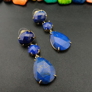 Pendientes bohemios coloridos de cuarzo rosa para mujer, aretes colgantes de piedras preciosas hechas a mano étnicos, joyería - Product Image 2