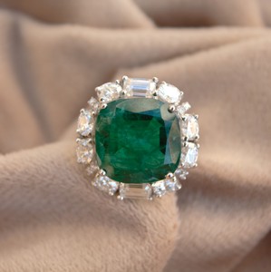 Anillo Fino de Plata de Ley 925 con Esmeralda de Laboratorio, Joyería Delicada para Aniversario, Regalo de Boda, Compromiso, Chapado en Plata - Product Image 5