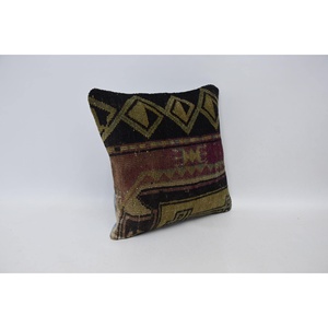 Multicolor Bohemian Patchwork Kilim Pillow 16x16 Inch Luxury Woven Wool <b>Cushion</b> with Vintage <b>Print</b> for Christmas Decor Floor Use - Product Image 3
