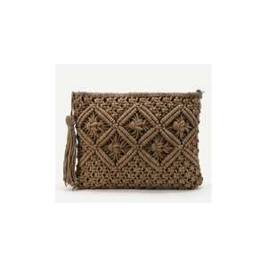 Sac cabas en macramé fait à la main en coton naturel avec cordon de serrage multicolore pour femmes sac à bandoulière de style bohème avec doublure au design personnalisé - Product Image 5