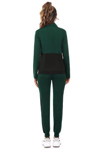 Survêtement pour femme à fermeture éclair vert avec logo personnalisé le plus vendu ensemble 2 pièces 100% coton à capuche et survêtement ensemble Gym et Streetwear sur toute la longueur - Product Image 4