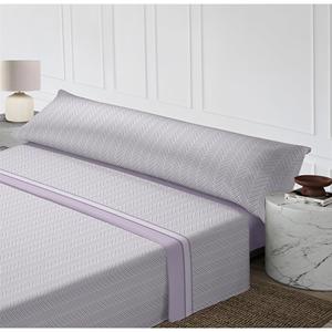 Ensemble de draps de lit ajustés 4 pièces 100% polyester, comprenant un drap plat, un drap-housse et des taies d'oreiller - Motif géométrique, lavable en machine, toucher doux - Product Image 2