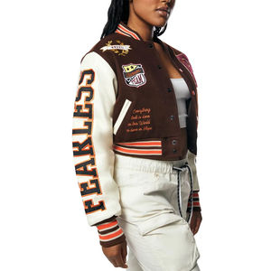 Veste universitaire en laine tricotée de haute qualité pour femmes, manches en cuir, manches amovibles, couleurs personnalisables, saison hivernale - Product Image 5