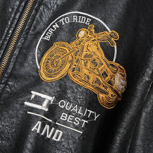 Veste de moto en cuir vert PU pour homme, automne-hiver, doublée de fourrure, veste de moto lavée, accessoires de moto, veste pour homme - Product Image 5