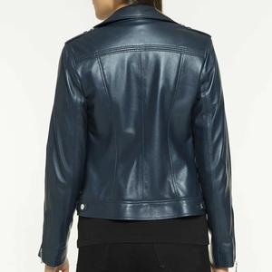 High Premium Modern Design Women Sheep <b>Skin</b> Woven Leather Jacket Windproof & Waterproof Custom Logo OEM Service - Product Image 3