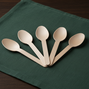 Cuillères en bois écologiques de 140 mm, biodégradables, en bois de bouleau, couverts jetables durables pour les restaurants - Product Image 4