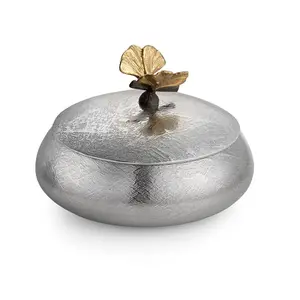 Aluminium And Brass Butterfly Sweet Box Round Shape Large Size Metal Sweet Box At Wholesaler Supplier