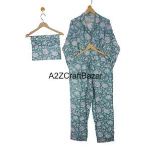 Conjunto de Pijama Largo de Verano para Mujer, 100% Algodón Puro, Estampado Floral de Lujo, Ropa de Dormir Cómoda - Product Image 4