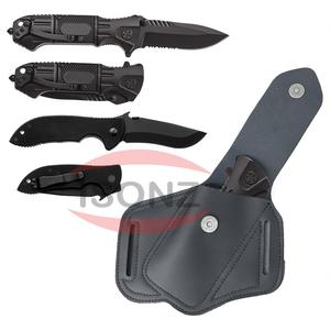 Etui en cuir à motif carré de haute qualité pour couteau pliant de 4 ''avec étui et boucle de ceinture Vente en gros fait à la main OEM/ODM - Product Image 2