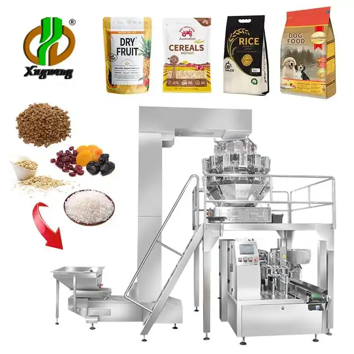 Customized grain/cereal/dog food/peanuts/coffee beans vertical zipper bag Snack Granule Packing Machine