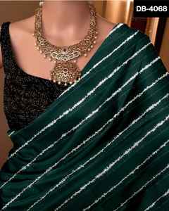 Sari de Georgette étnico indio para mujer, bordado pesado y trabajo de secuencia para bodas y festivales de fiesta - Product Image 4