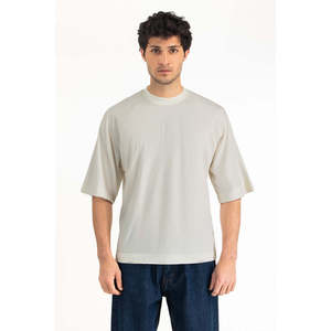 เสื้อยืดผู้ชายทรงหลวม ผ้าถัก 100% คอตตอน สีพื้น ย้อมสีแบบ Garment Dyed น้ำหนัก 280GSM เป็นมิตรต่อสิ่งแวดล้อม รับผลิตแบบ OEM แบรนด์ส่วนตัว - Product Image 1